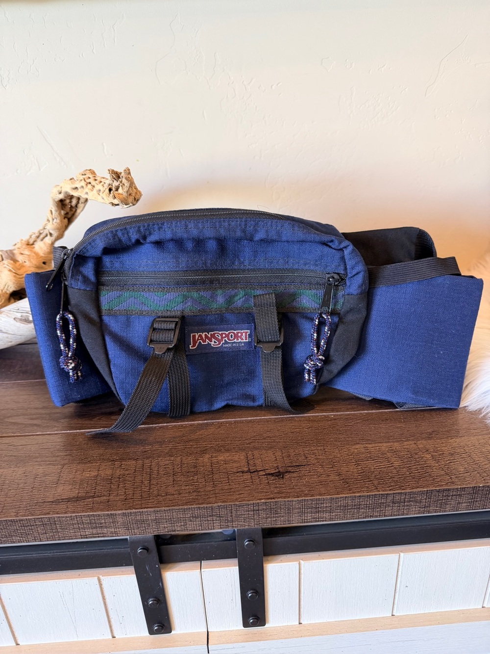 Vintage Jansport Fanny Pack Navy Blue 2 Water Bottle Holders